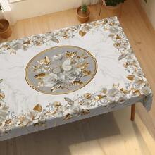 1pc 2D Flat Luxury Marble White Rose Gold Butterfly Tablecloth, Elegant Gold Border Rectangular/Round Table Cover, Suitable For Kitchen Dining Room, Modern Minimalist Home Decor, Banquet, Wedding, Holiday Dinner, Indoor/Outdoor Use, Coffee Table Cover, High-End Housewarming Gift, Multiple Sizes Available - A - View 7