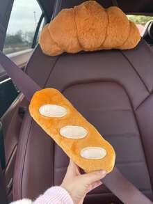 1pc Plush Bread-Shaped Car Neck Pillow & Lumbar Support, Soft Plush Car Decor, Enhances In-Car Comfort - Multiple Styles - View 8