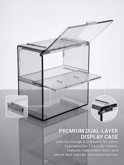 Hộp trưng bày mô hình xe hơi xếp chồng lên nhau, hộp trưng bày bằng acrylic chống bụi với cửa riêng biệt, nhiều lựa chọn màu sắc.