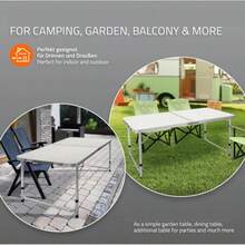 Heavy Duty Stainless Steel Folding Table Extra-Long 4-Foot Portable Height Adjustable With Sturdy Steel Frame HDPE Tabletop Strong Large Foldable Table For Camping Picnic Wedding Party - White - View 3