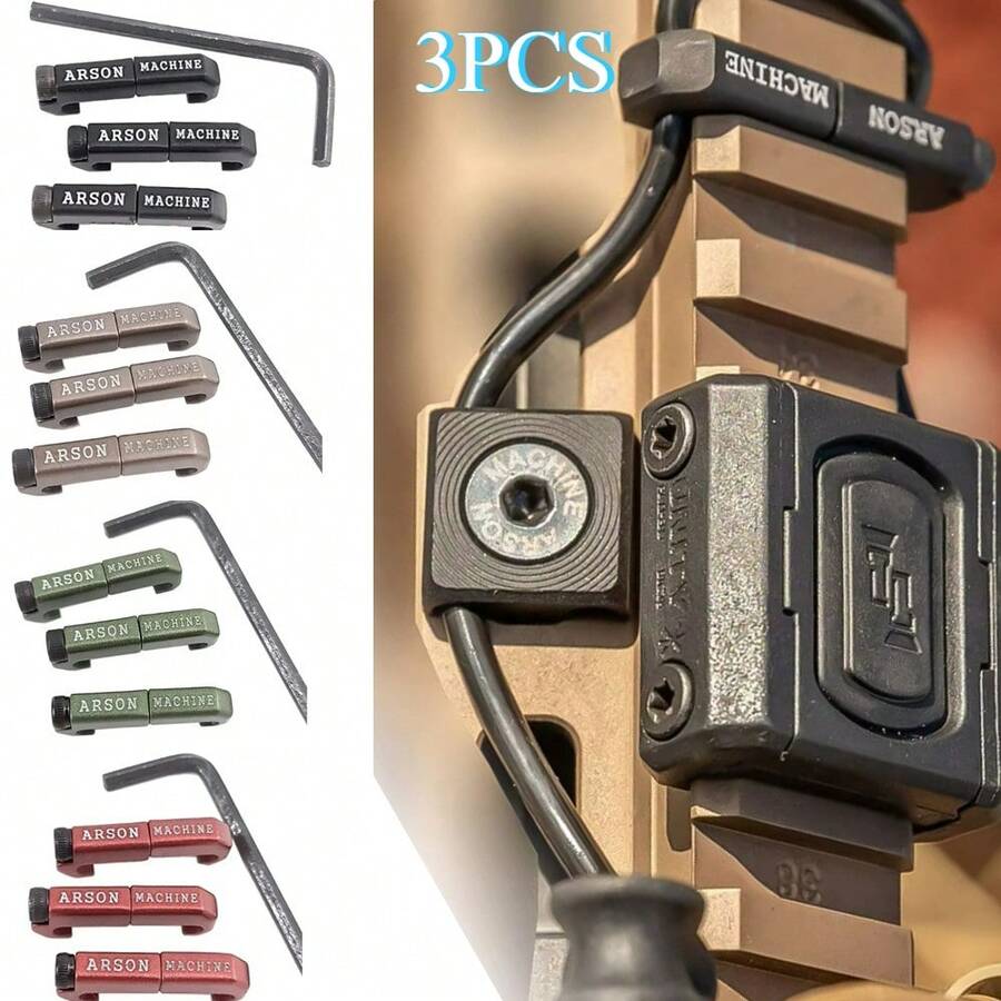 Bộ 3 chi tiết dẫn dây M-LOK, hệ thống quản lý cáp, nắp ray Picatinny, ốp tay cầm súng airsoft, dẫn hướng dây cố định. - A - Xem 1