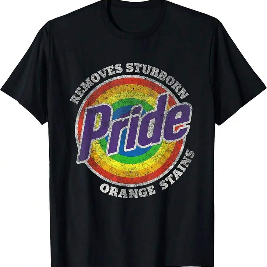 Pride Removes Stubborn Orange Stains Pride Month LGBTQ Retro T-Shirt - Black - View 1