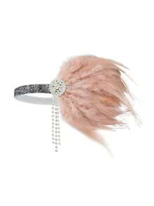 1 pieza D EXCEED Diadema de plumas artificiales estilo flapper de los años 20 con borla para mujer, fiesta, cóctel, baile de graduación, boda, evento nocturno, Halloween, inspirada en el estilo vintage - Multicolor - Ver 3