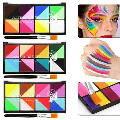 opeth 1盒水溶性人体彩绘颜料，8/15/16/18/23色可选，色彩鲜艳饱和，易于用水清洗，适用于万圣节、圣诞节、狂欢节、角色扮演等场合。