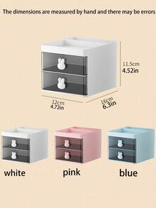1pc Drawer-Style Plastic Desk Organizer, Multi-Functional Storage Box For Makeup Brushes, Lipsticks, Skincare Products - A - View 10
