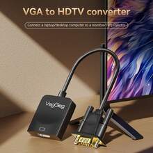 Convertidor VGA a HDTV con audio VegGieg, adaptador de video 1080P HD de laptop/computadora de escritorio a monitor/proyector/TV, compatible con Windows/Linux - Ver 4