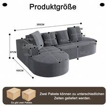 Fully Compressed Frameless Sofa, Modular Sofa (L-Shaped Chaise Lounges), Modern Cloud Sofa (Deep Seats), Compressed Foam Sofa (No Assembly Required) - Grey - View 9