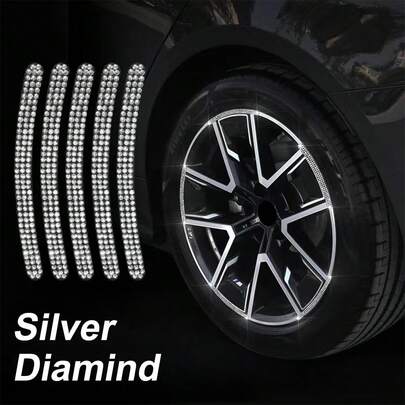 5 miếng dán hình kim cương, thích hợp cho vành bánh xe ô tô, dải phản quang chống trầy xước, phụ kiện trang trí bánh xe tự dính.