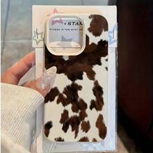 Cow Pattern Minimalist Cow Print Pattern Phone Case, Suitable Compatible With Iphone 17 16 15 14 13 12 11 Mini Pro Max Air Plus, Anti-Drop Matte Back Cover, Smartphone Protective Case, Daily Use, Fashion Phone Accessory, Creative Design, UV Printing, Stylish Protective Case, Fashionista, Music Lover, Perfect Birthday Gift - Multicolor - View 4