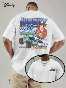(Disney Licensed)Disney Toy Story Woody & RC "1995 Champions" Racing Car Front And Back Print Men's Oversized Crew Neck Short Sleeve Graphic T-Shirt, Retro Toy Story Casual Streetwear Tee For Men Summer Daily Wear, Disney Officially Authorized Men's Short-Sleeved T-Shirts, Mens Clothes, Men, Ropa De Hombre, Summer Clothes, Men Shirts, Graphic Tees, Disney Outfits Men, Graphic Tees, Camisetas Para Hombre, Camisas Para Hombre, Summer Outfits For Men, Father's Day Gift, Perfect Gift For Family And Friends, Which Are Necessary For Birthday Parties, Disney Shirts, Mens Clothes, Summer Clothes, Officially Licensed Disney T-Shirts, Disney Men's And Women's Spring/Summer Fashion Casual Short-Sleeve T-Shirts - trắng - Xem 1