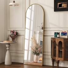 Smooth And Exquisite 16"X59" Arched Full Length Mirror Full Body Free Standing Floor Mirror, Gold - Vàng - Xem 2