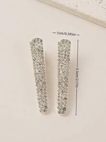 2pcs Crystal Rhinestone Invisible Hair Clips, Suitable For Festivals, Daily Wear, And Parties - Silver - View 5