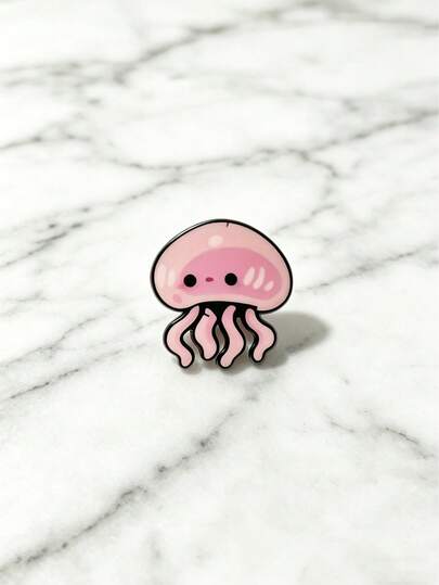 1 pieza Broche de medusa suave y adorable, diseño de dibujos animados de colores frescos y suaves, vivaz y encantador, hecho de material de aleación duradera, accesorio versátil para bufanda, abrigo, bolso