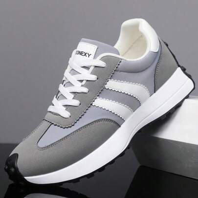 Retro Striped Casual Sneakers, Men's Lightweight Running Shoes, Breathable Low-Top Non-Slip Soles Training Shoes, Versatile Daily Walking Shoes, Fashionable Chunky Sneakers, Great Gift For Boyfriend