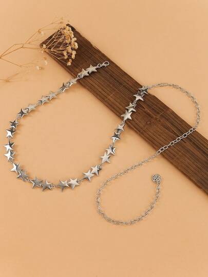 精致金属星星腰链，百搭腰带，适合搭配连衣裙、休闲装、派对装、约会装、节日装，也是馈赠佳品，时尚女装单品。