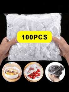 50pcs/100pcs Reusable Elastic Food Storage Lids - Transparent Elastic Plastic Packaging For Storing Leftovers, Fruits, And Vegetables - Perfect For Kitchen, Refrigerator, And Countertop Storage - White - View 7