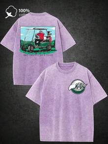 Graphic TeesMen's Funny "Bad Day Drinking Beer" Golf T-Shirt - Heavyweight 220g Pure Cotton Loose Fit Retro Tee Suitable For Golf Ings, Casual Wear & Beer Lovers - Machine Washable Breathable Summer Top With Humorous PrintLoose And Comfortablesummer Tops - 灰色 - 查看 9