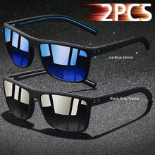 2pcs Retro Plaid Pattern Glasses, Unisex, Luxury Brand Designer Square/Rectangle Frame, Tropical Beach Vacation Style, Summer Pastel Color Decorative Glasses (Excluding Box Shown In Image) - 2PCSF566-2B - View 21