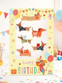 1 Set Dackel Hund Geburtstag Fotorahmen, Fröhlicher Geburtstag Selfie Fotorahmen mit Requisiten, Würstchenhund Themen Party Zubehör, süße Welpen Hund Party Dekoration für Erwachsene, Baby-Dusche Dekoration, Welpen Geburtstags Party Zubehör, Geburtstags Party Fotobox Requisiten, Geburtstags Veranstaltung Fotografie Accessoires, Heim-Dekoration, Wohnzimmer Dekoration, Garten Ornamente - Dackel - Übersicht 8