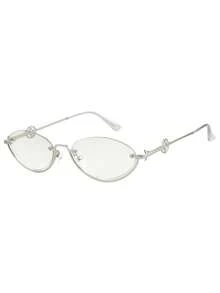 1pc Men's Fashion Eyeglasses, New High-Quality Metal Frameless Oval Design, Streetwear, Suitable For Daily Wear, Commute, Beach, Vacation - Multicolor - View 2