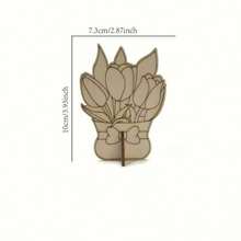 Children's Laser Engraved Wooden Flower Decor, Kindergarten Coloring Painting White Wooden Flower Pot - 1PC - View 4