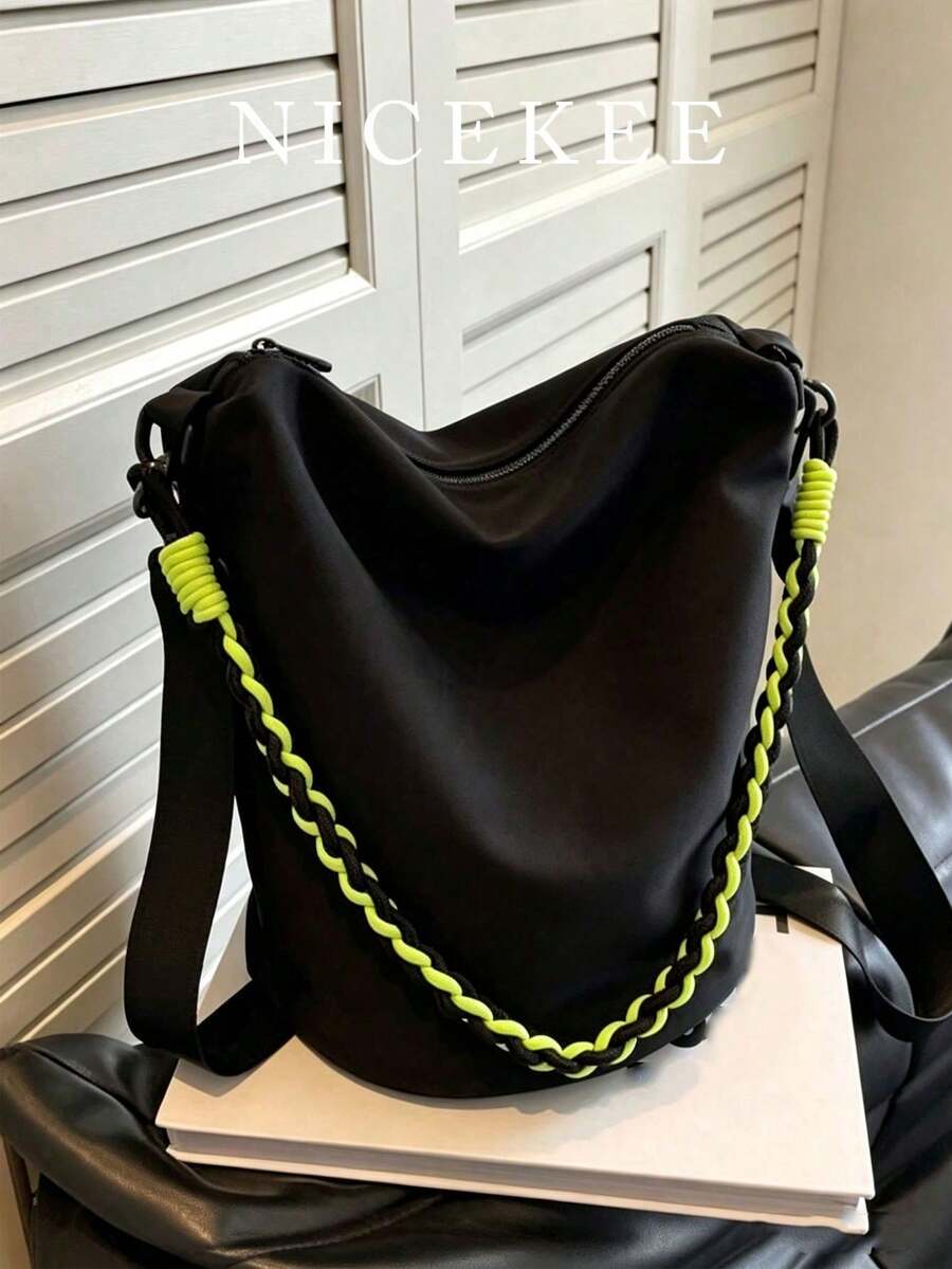 Bolso de hombro de gran capacidad, de moda y sencillo, diseño exclusivo, bolso cruzado personalizado para uso diario, bolso cubo casual y retro, adecuado para compras, ir al trabajo, salidas diarias y fiestas - Ver 1
