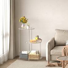1 chiếc bàn phụ 3 tầng bằng acrylic trong suốt, bàn đầu giường vuông hiện đại nhiều tầng, kệ để cây tròn nhiều tầng, thích hợp cho phòng khách, phòng ngủ, phòng tắm, ban công, lối vào. - hiện đại - Xem 3