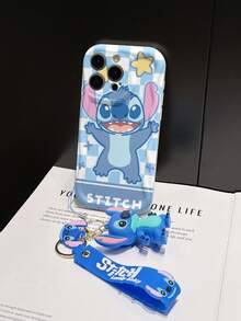 Disney Has Authorized, Phone Case - Chain Set, The Stitch Lilo & Stitch Phone Case Plus A Silicone 3D Or Fluffy Style Stitch Bracelet With Metallic Ring Removable Bracelet, Stitch And Angel Pattern, Compatible With Iphone 17/16/15/14/13/12/11/XS/XR/X Plus Pro Max, Wavy Design Phone Case For Girl, A Stylish Cartoon Summer Phone Case, The Perfect Gift Choice, Phone Protection, Durable Phone Cover, Great Gift For Friends And Family - 白色款式A - 查看 4