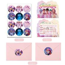 Girl Group Party Invitation Card Envelope Birthday Party Decoration Cartoon Theme Invitation Sticker Set - Multicolor - View 2