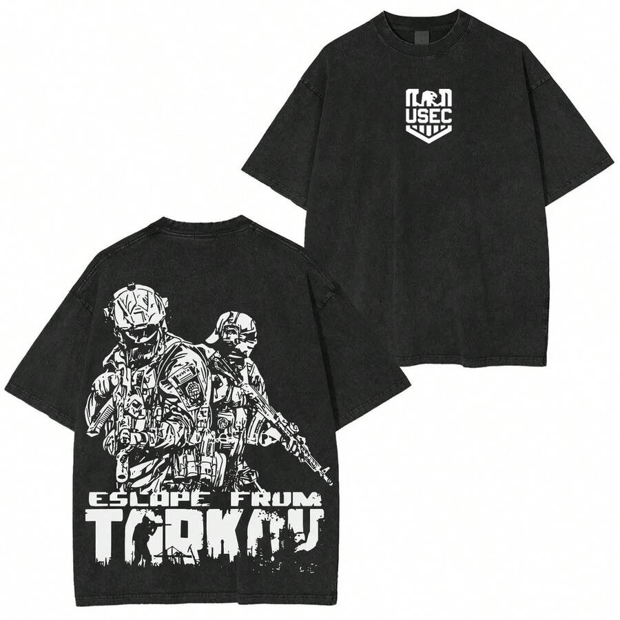 Camiseta lavada de Escape from Tarkov - Negro - Ver 1