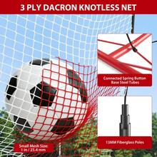 Red de rebote ajustable 2 en 1 para entrenamiento de fútbol – Doble tamaño 6x4.7 pies y 6x1.4 pies – Equipo de práctica portátil con bolsa de transporte y 4 estacas para el suelo – Ideal para pases rasos y aéreos – Uso interior/exterior - Red de rebote de fútbol de hierro + PE (7*5) - Ver 5