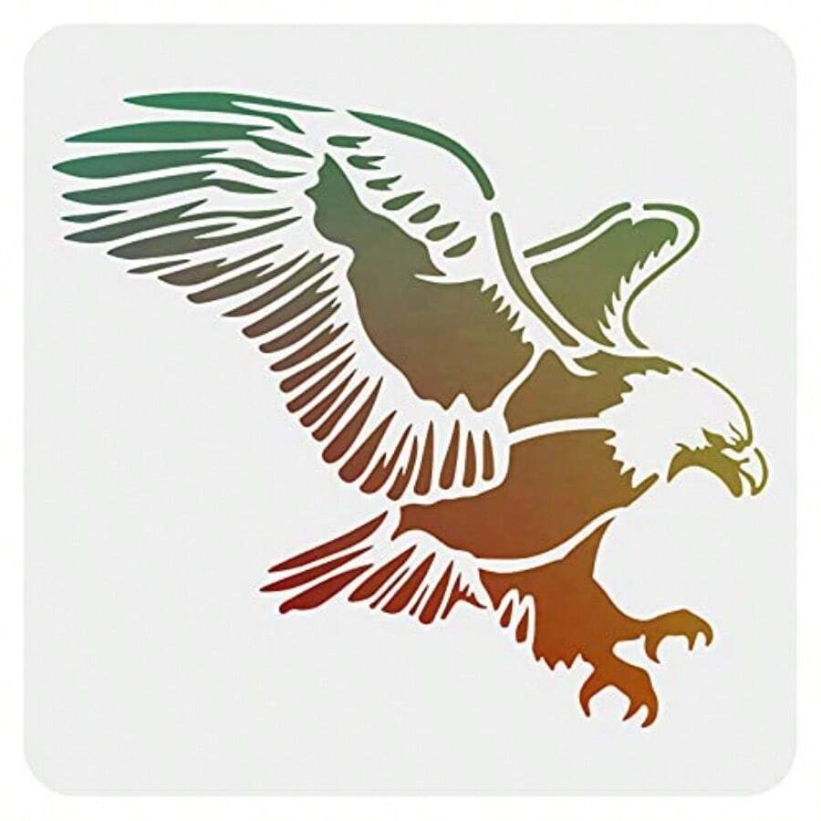 Eagle Stencil Decoration Template 11.8x11.8 Inch Plastic Eagle Drawing Painting Stencils Square Reusable Stencils For Create DIY Eagle Crafts And Decor#XY-3Cshop - như hình ảnh - Xem 1