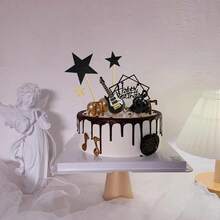 22 Unidades Adornos para tarta de guitarra, notas musicales, adornos para tarta de cumpleaños, modelo de guitarra 1:12, decoración para deúsico, de cumpleaños, tema Rock D2O6 - 22 piezas - Ver 6
