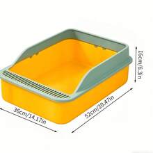 1 pezzo Lettiera per gatti semi-aperta con bordo anti-schizzi, alta capacità e facile da pulire, design a bassa entrata adatto per gattini, ideale per uso domestico, adatto per gatti di piccola taglia e giovani - Multicolore - Visualizzare 3