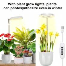 LED-Pflanzenlampe mit Timer, einstellbarer Helligkeit und Höhe. Geeignet für Zimmerpflanzen, Setzlinge, Sukkulenten sowie für Wohnungen, Büros und Balkone. - Weiss - Übersicht 3
