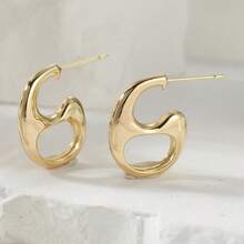 New Elegant Gold Geometric Earrings For Women, Perfect Birthday Gift, Fashionable Earrings Suitable For Daily Wear And Parties - Gold - View 7
