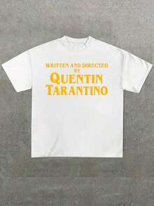 Camiseta masculina plus size, dirigida e escrita por Quentin Tarantino (1 peça), 100% algodão, camiseta casual estampada, gola redonda, mangas curtas, 180g de algodão, ideal para sair, presente, verão, unissex. - Branco - Ver 12