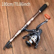 Telescopic Carbon Fiber Fishing Rod With Spinning Reel Metal Spool Lightweight Portable Fishing Combo - Champagne - View 6