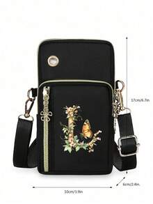 Women's Fashion Minimalist Crossbody Mini Phone Bag, Printed With Gradient Green Floral A-Z Letter Pattern, Fashionable Portable Outdoor Activity Accessory Mini Phone Bag, Wrist Bag, Multi-Layer Bag, Women's Coin Purse, School Supplies, Minimalist Handbag - Multicolor - View 12