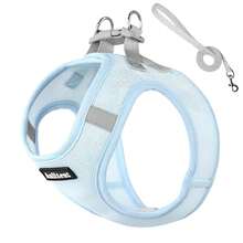 DomKim Anti-Pull Reflective Dog Harness & Leash Set, Escape-Proof Cat Harness With 1.5m Leash, Adjustable Breathable Mesh Pet Vest, Night Reflective Strip, Suitable For Small And Medium Dogs & Cats Outdoor Walking - Blue - View 12