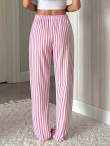 Women's Sleep Pants Loungewear 1pc, Casual Sleep Pants, Classic Striped Theme Comfortable Sleep Pants Home Pants, Comfortable For Home Use, Loose Comfortable Elastic Waistband Pants, Elegant Women's Wear For Holidays, Perfect Sleep Pants Choice - 白杏 - 查看 9