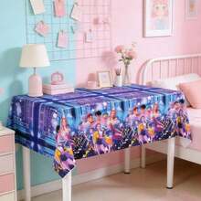 1pc Disposable Party Tablecloth, PE Waterproof And Oil-Proof Table Cover (Random Style) - Multicolor - View 3