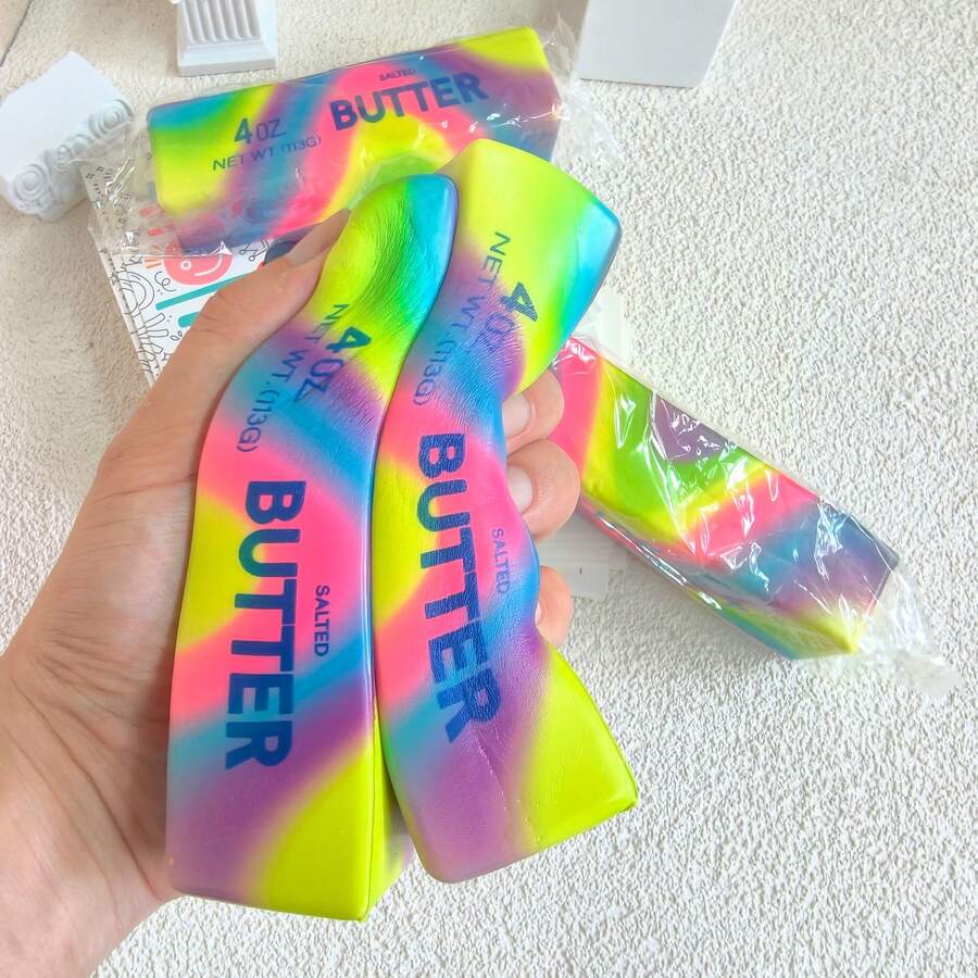 1个软绵绵的奶油面包挤压玩具(彩色),柔软的感官玩具 - 有趣的感官玩具,可缓解压力并提高注意力,适合作为生日礼物、嘉年华圣诞袜填充物和母亲节礼物 - 彩色 - 查看 1