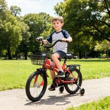 Bicicleta Infantil de Acero 16 Pulgadas Color Rojo con Timbre, Cuadro 16, Ideal para Niños - Rojo - Ver 10