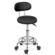 Adjustable Rolling Swivel Stool, Hydraulic Heavy Duty Drafting Chair Stool With Backrest - Black - View 1