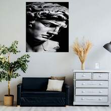 Arte de pared grande del David de Miguel Ángel, 1 pieza, plano 2D - Impresión en lienzo sin marco, adecuada para decoración de sala de estar, dormitorio, pasillo | Pintura de escultura minimalista en blanco y | Regalo de la icónica estatua del David para decoración del hogar moderna, obra de arte - Enmarcado - Ver 5