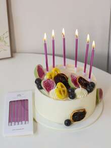 6 piezas Palo largo de cumpleaños pastel velas - Morado - Ver 8