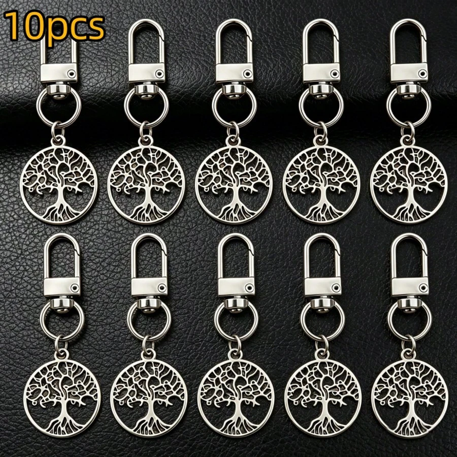 5pcs/10pcs Tree Of Life Keychain - Unisex Inspirational Puzzle Design, Fashionable Keychain, Perfect Gift Choice For Graduation, Teacher's Day, Thanksgiving - 10 Items - View 1