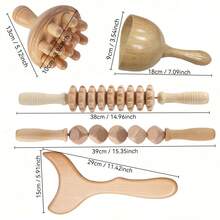 7-teiliges Massageset, enthält Gesichtsmassagegerät, Handmassagegerät, Gua Sha für das Gesicht, Bürste, Rückenmassagegerät, Fußmassagegerät, Kopfmassagegerät, Beinmassagegerät, manuelles Massagegerät, Holzgesichtsmassagegerät, Massagegerät, Aprikosenmassagegerät, Massage für lymphatische Drainage, Geschenk für Feiertage - Siebenteiliges Set - Übersicht 16