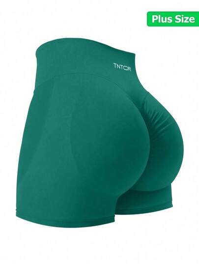 TNTOR Pantalones cortos de fitness casuales de unicolor para mujer de talla grande, pantalones cortos de yoga elásticos, pantalones cortos de entrenamiento de cintura alta con control de abdomen para verano, pantalones cortos de fitness de cintura alta de talla grande en color negro, pantalones cortos de entrenamiento ajustados de alta elasticidad y secado rápido, pantalones cortos de yoga de cintura media en color melocotón, diseño de cintura alta con control de abdomen, adecuados para ejercicio y pantalones cortos de ciclismo, pantalones ajustados para levantar los glúteos, cómodos para entusiastas del fitness